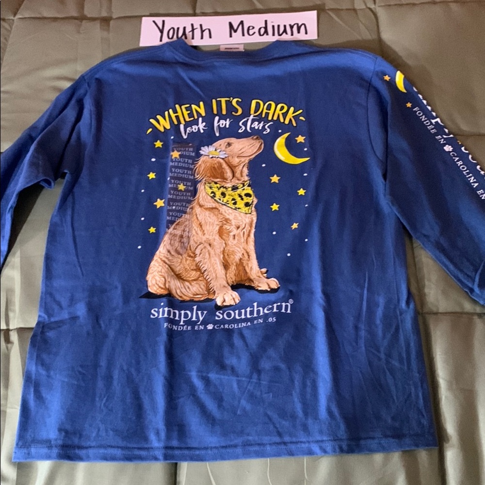 2/$25 Simply Southern Blue Long Sleeve Tee with Graphic Design